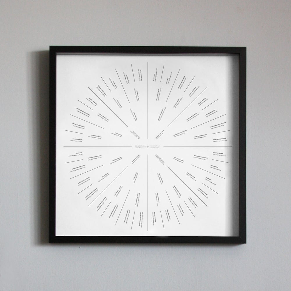 Image of 5 Generation Sunburst Family Tree 19¾"x19¾"
