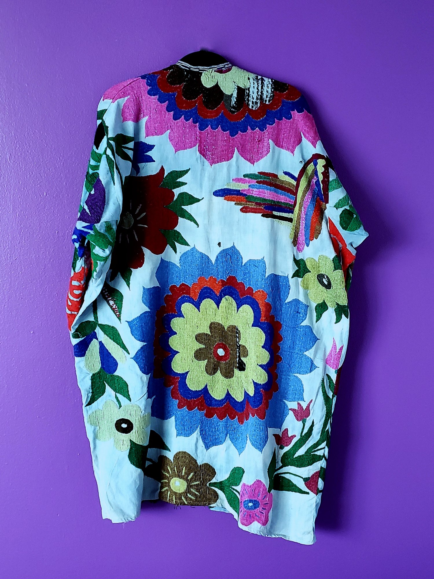 Image of Lana Vintage Blue Silk Embroidered Dress