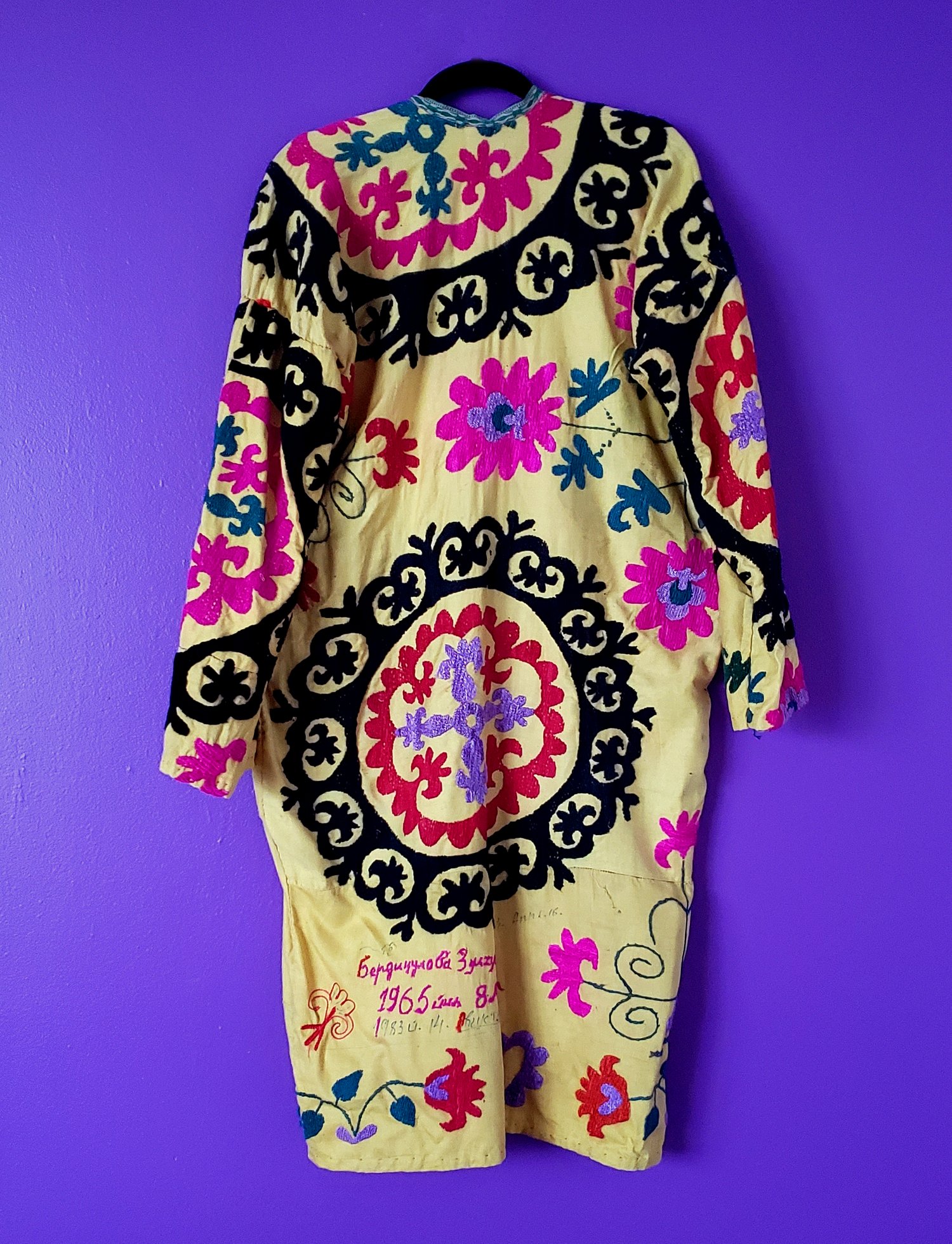 Image of Mia Vintage Yellow Silk Embroidered Dress