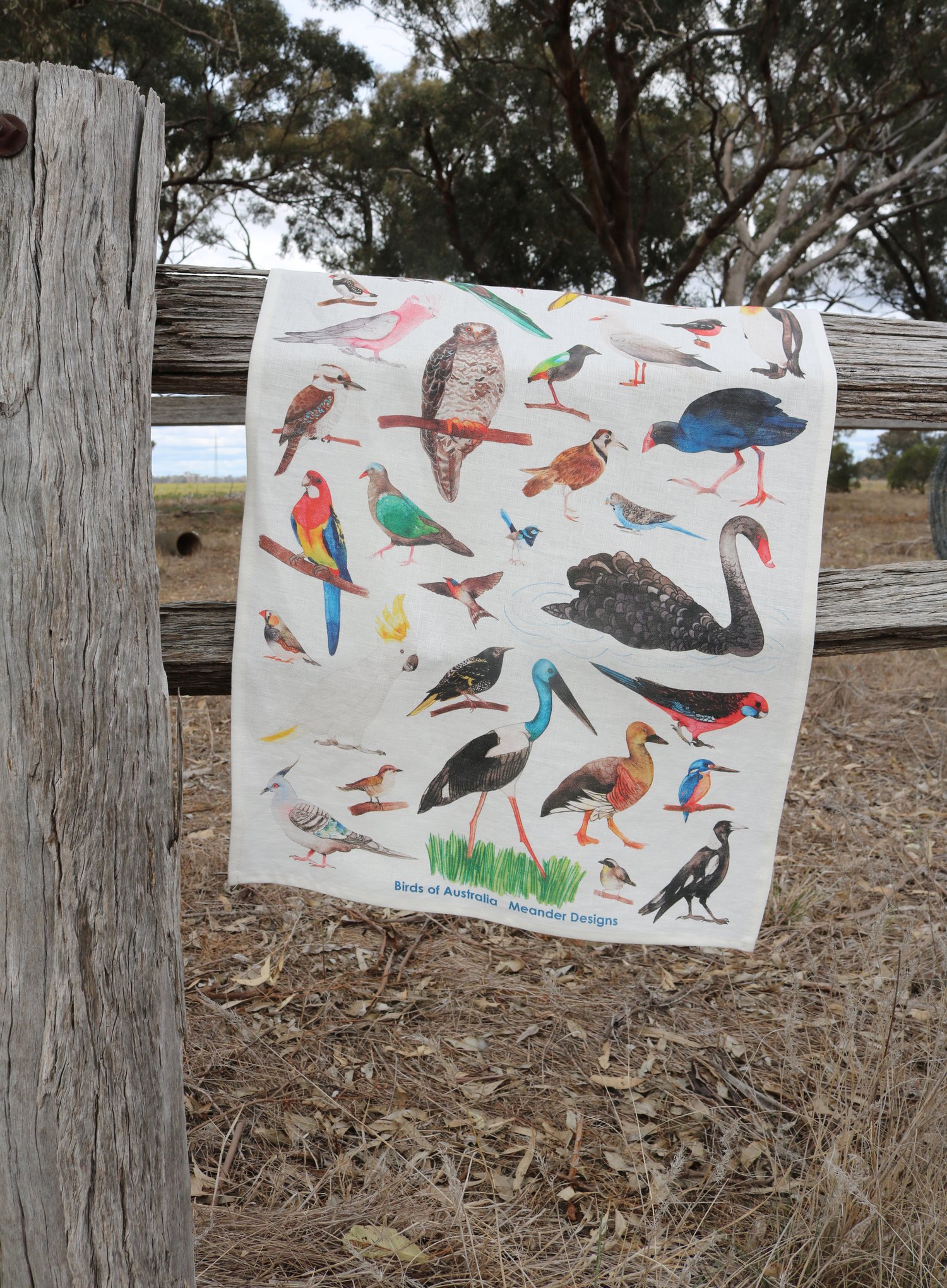Image of Birds of Australia Linen Tea Towel