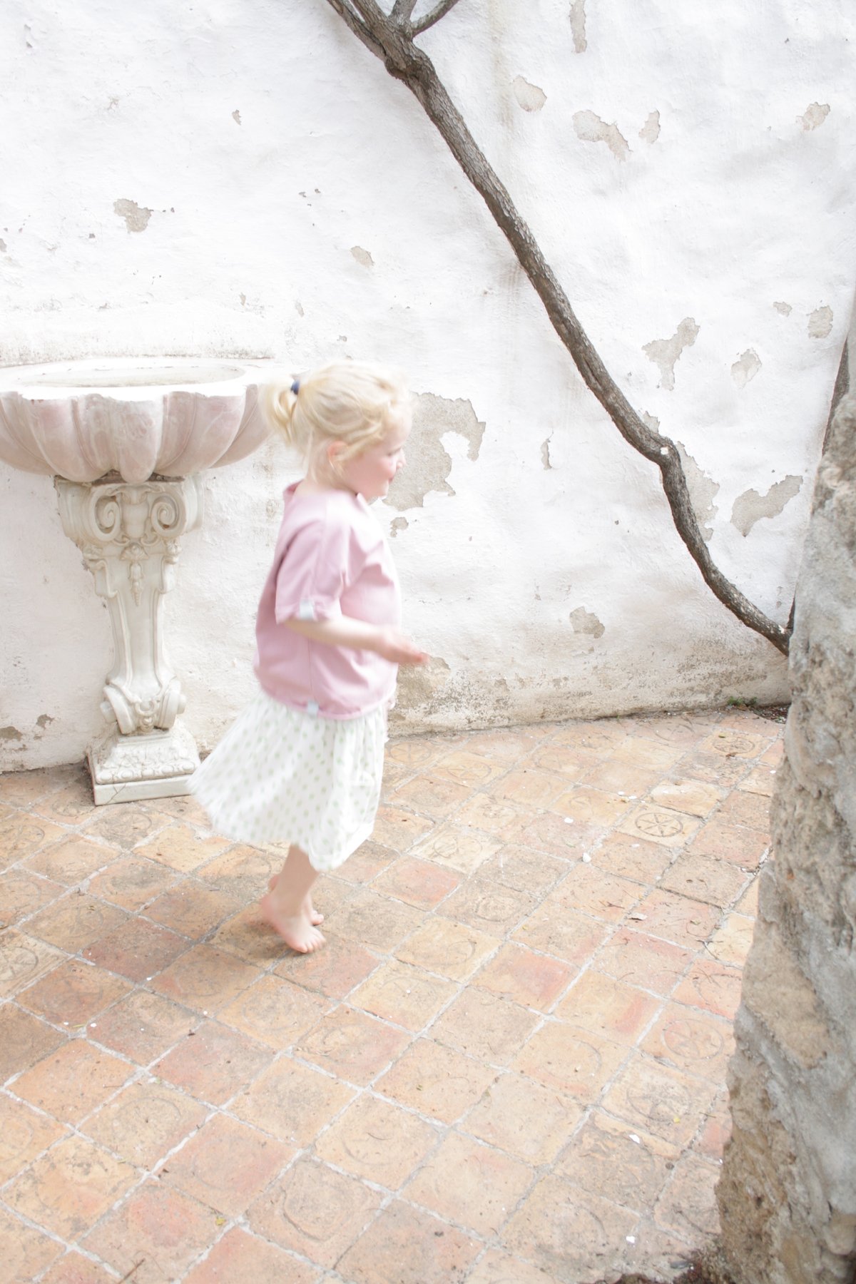 Market Skirt - white with green or rose dots