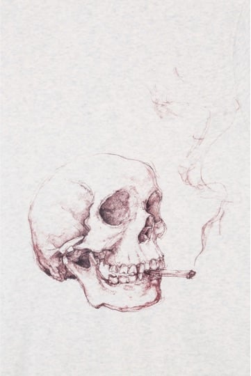 Smoking Skull Unisex Back Print Light Grey Zip Up Hood 