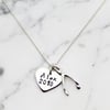 Personalised Lucky Heart and Wishbone Necklace