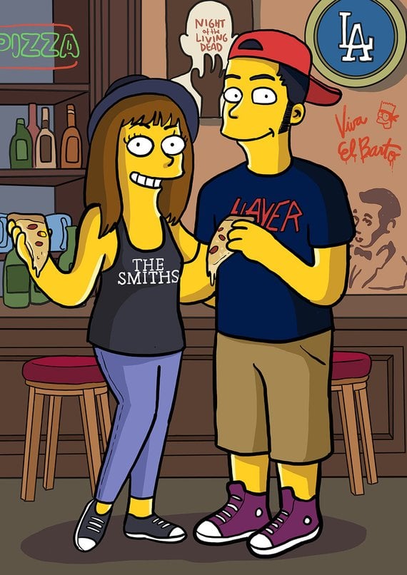 Image of Custom Yellow Portrait two person full body + custom background