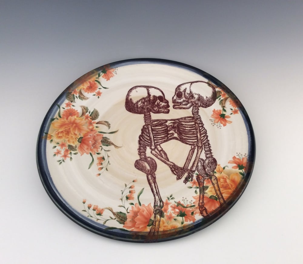 Image of Double Skeleton Platter with Orange Flowers