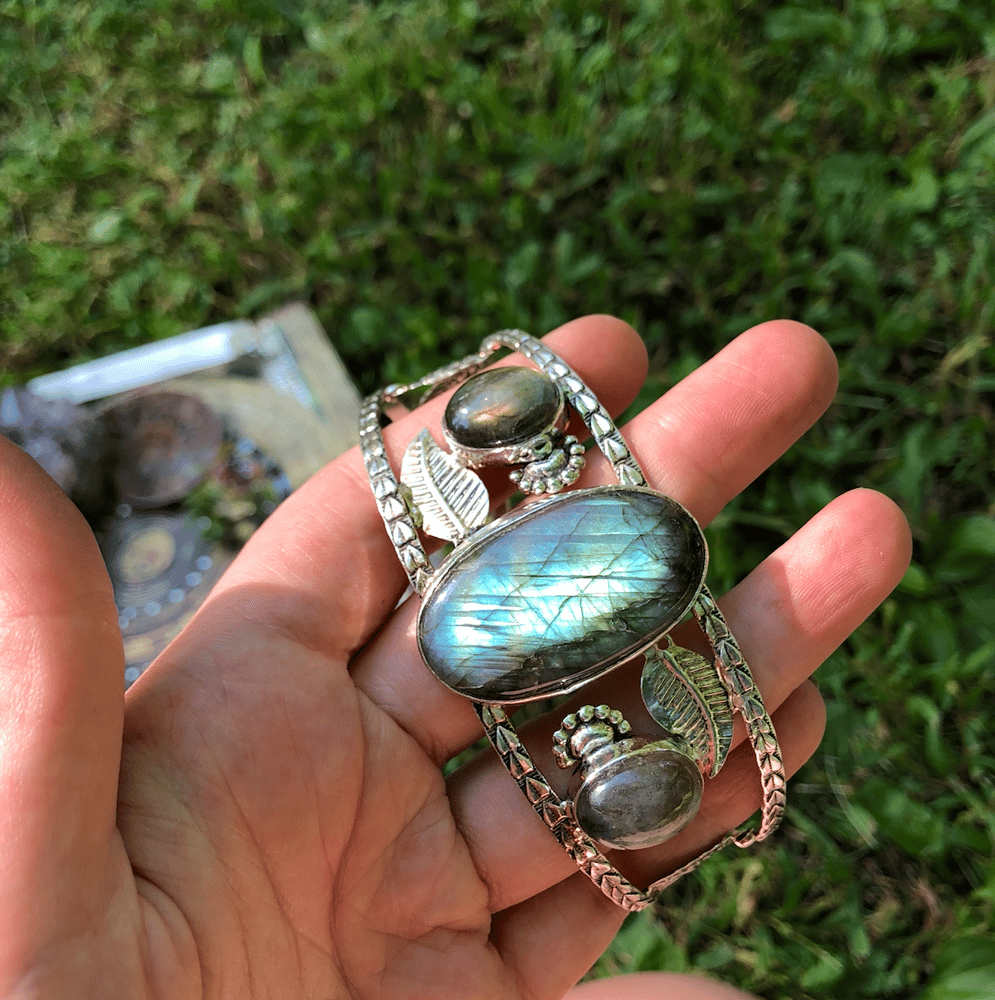 Image of Magical Labradorite Sterling Silver Arm Cuff Adornment