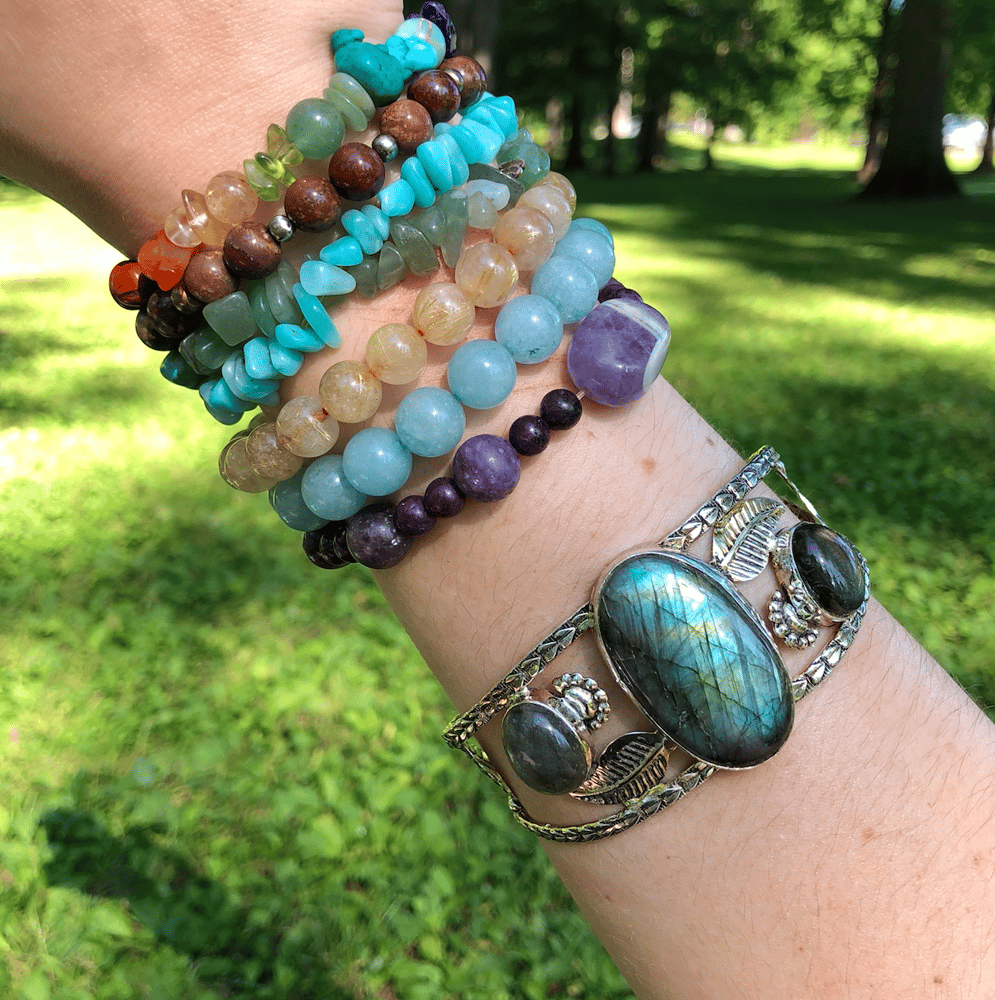 Image of Magical Labradorite Sterling Silver Arm Cuff Adornment