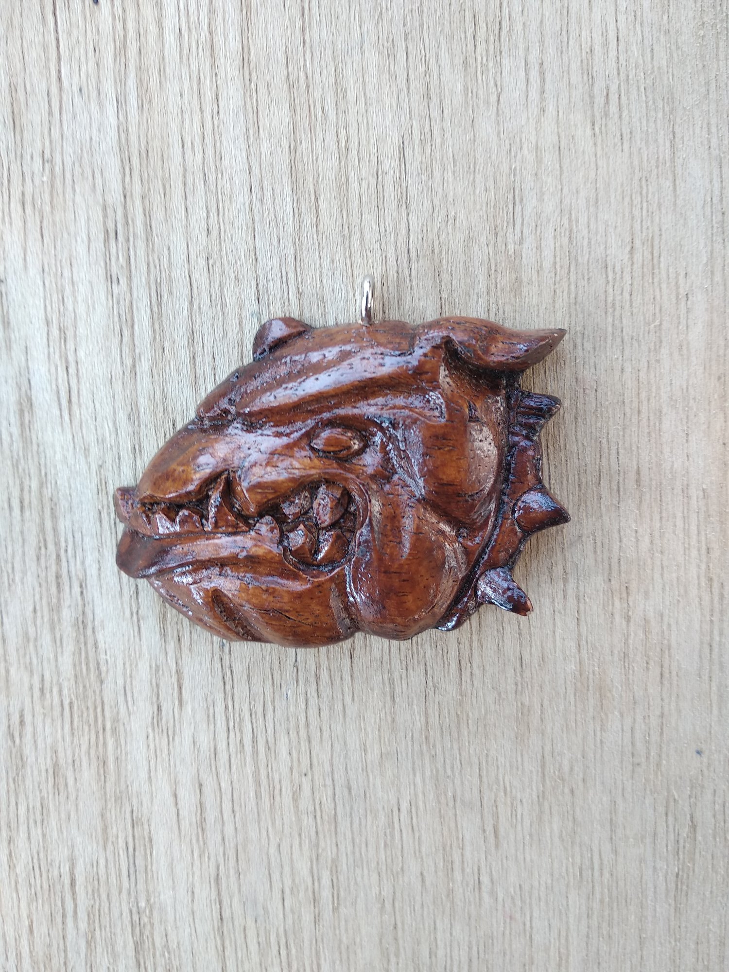 Image of Wooden Pendant Bulldog