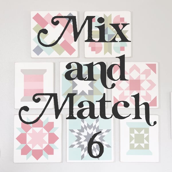 Image of SET of 6 - MIX AND MATCH - B&C Wood Barn Quilts