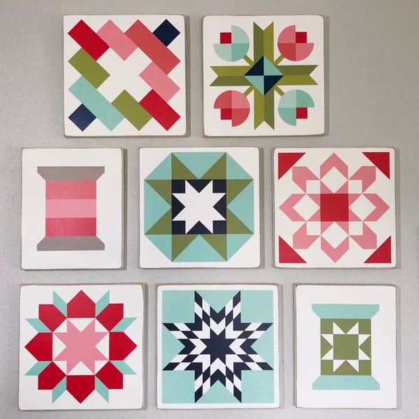 Image of SET of 8 - B&C Wood Barn Quilts