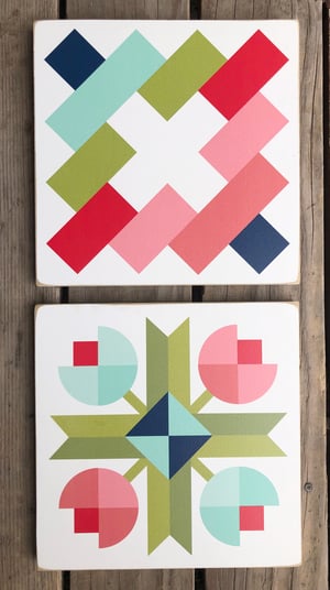 Image of SET of 8 - B&C Wood Barn Quilts