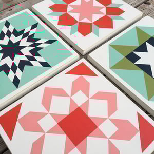 Image of SET of 8 - B&C Wood Barn Quilts