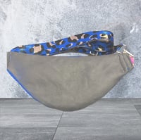 Image 3 of  Small  royal blue waterproof bumbag with maroon zip