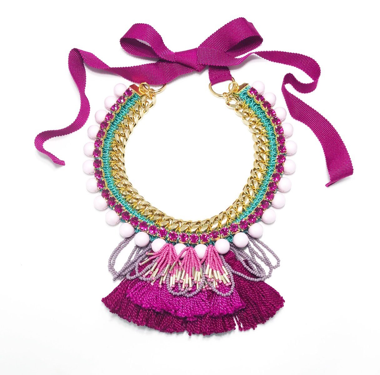 Image of Magenta Tassel Necklace