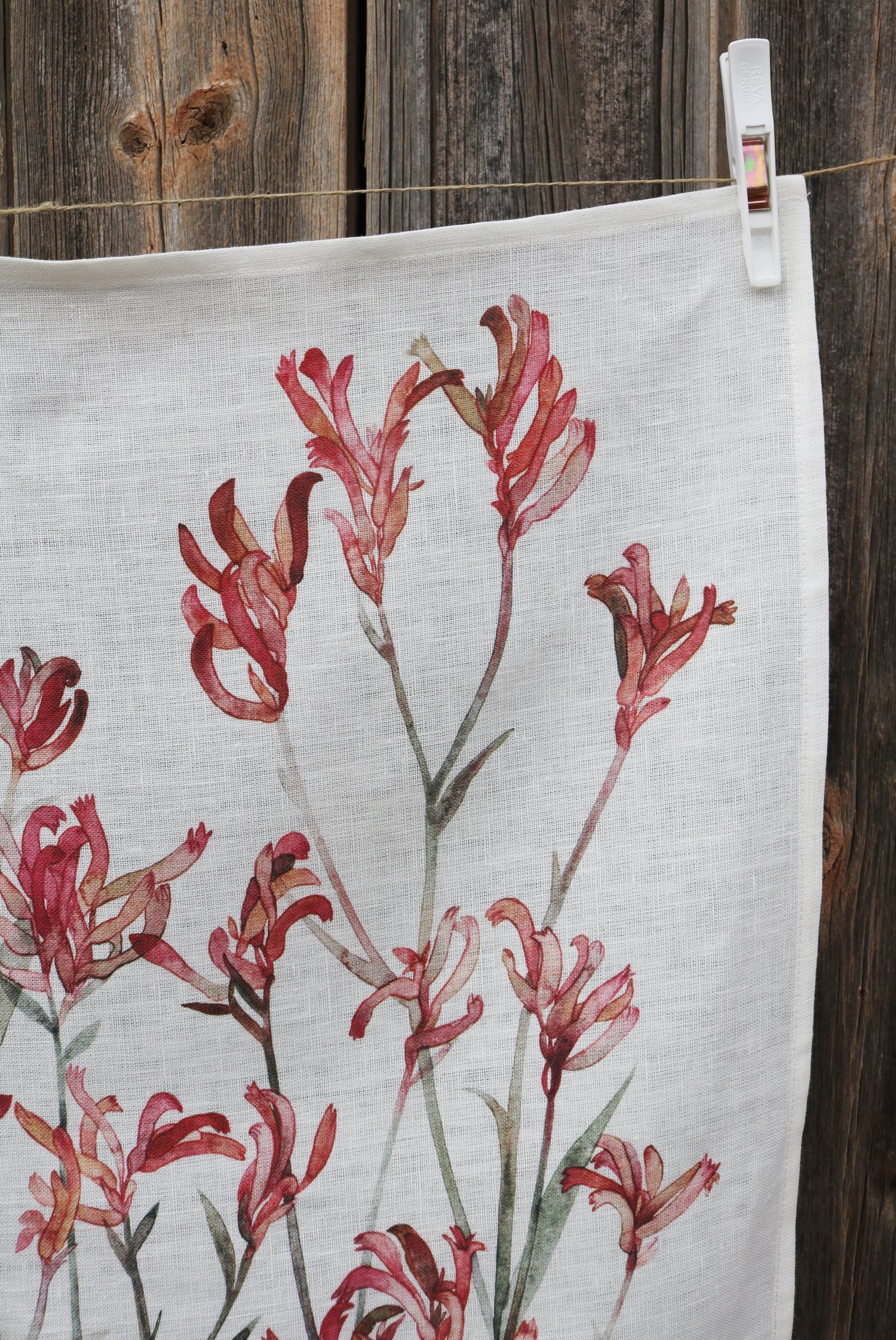 Image of Kangaroo Paw Dusky Rose Linen Tea Towel