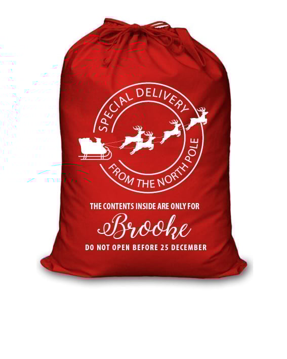 Image of Personalised Christmas Santa Sack - Special Delivery - Red