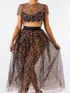 Beaded Mesh Top and Long Maxi Skirt