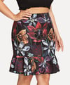 Flower Print Hem Skirt 