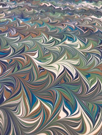 Image 2 of Marbled Paper #62 Intricate combed - blue and green 