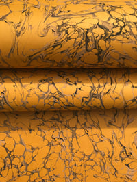 Image 5 of Marbled Paper #71 'Golden Yellow Base Paper with traditional Marble Stone effect'