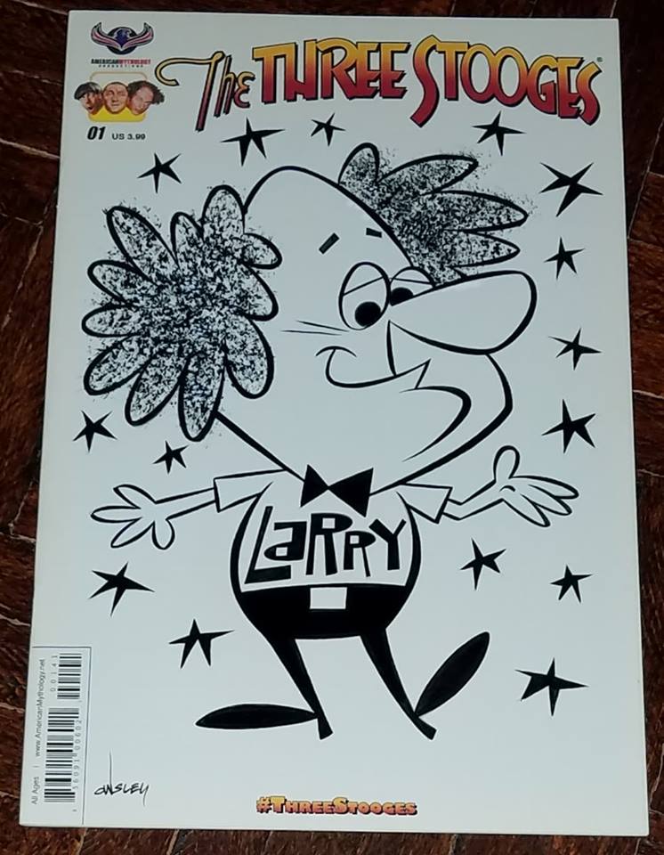 Image of THE THREE STOOGES 3-PIECE ORIGINAL ART SKETCH COVER SET! TV FUNNY MEN LARRY, MOE, and CURLY JOE!