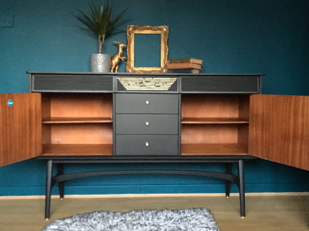 Image of A black & gold leaf Nathan sideboard 