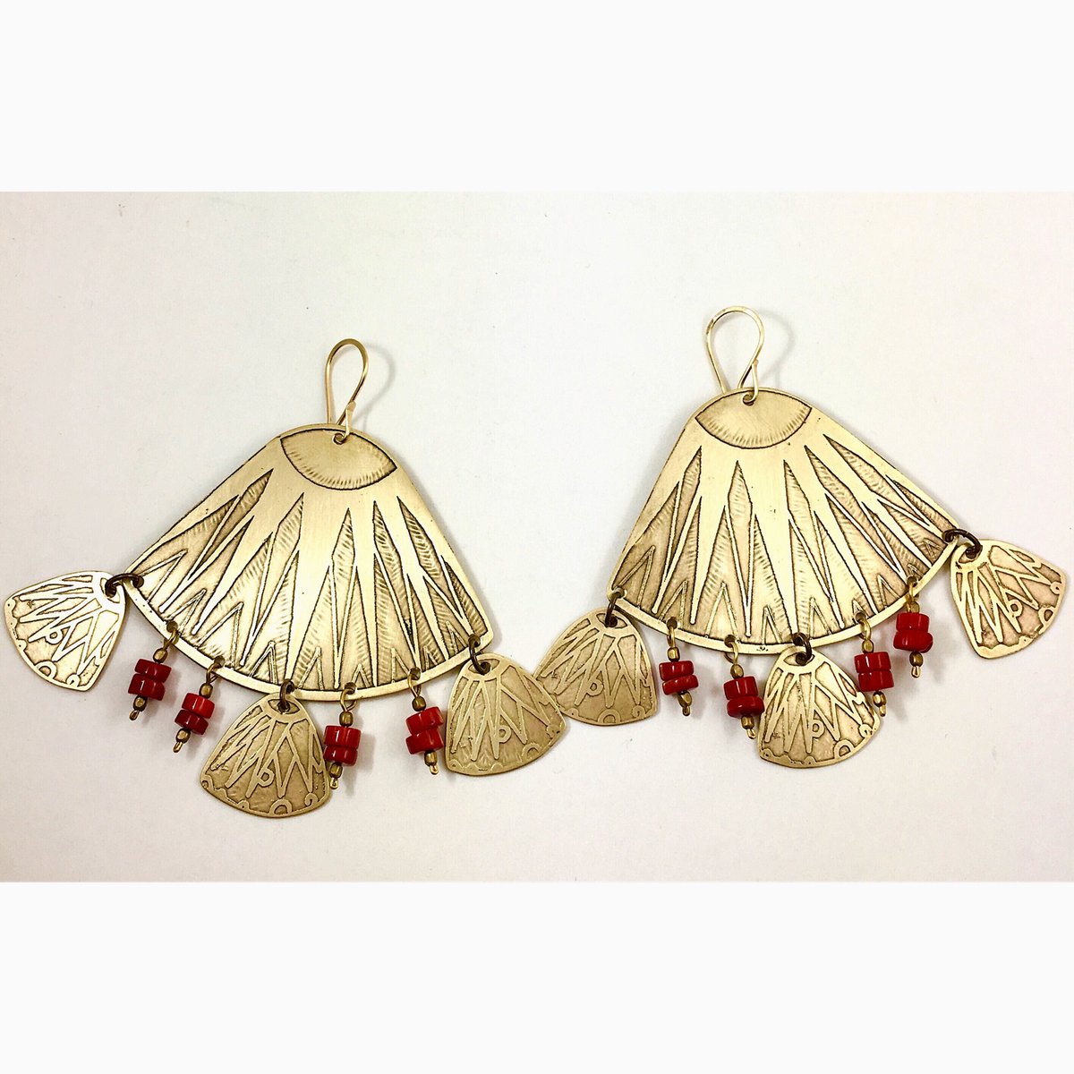 Image of Pattini Earrings with Coral