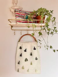 Image 1 of Cream & Green Tassel Bag