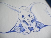 Image 1 of Classic Disney Dumbo Art Prints - The Golden Age inspired character drawing - Artwork - Animation