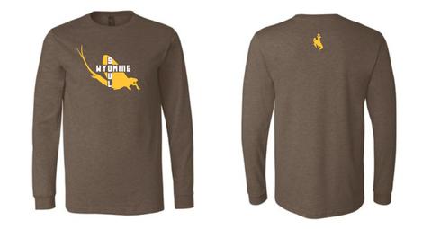 Image of BROWN AND GOLD MAYFLY LONG SLEEVE SHIRT