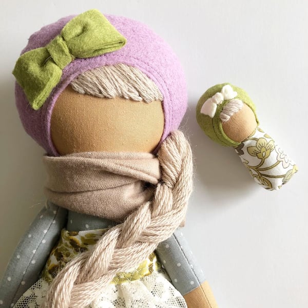 Image of Classic Doll Floral Green-choose your own eyes 