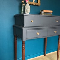 Image 2 of Dark grey & mahogany ladies desk 