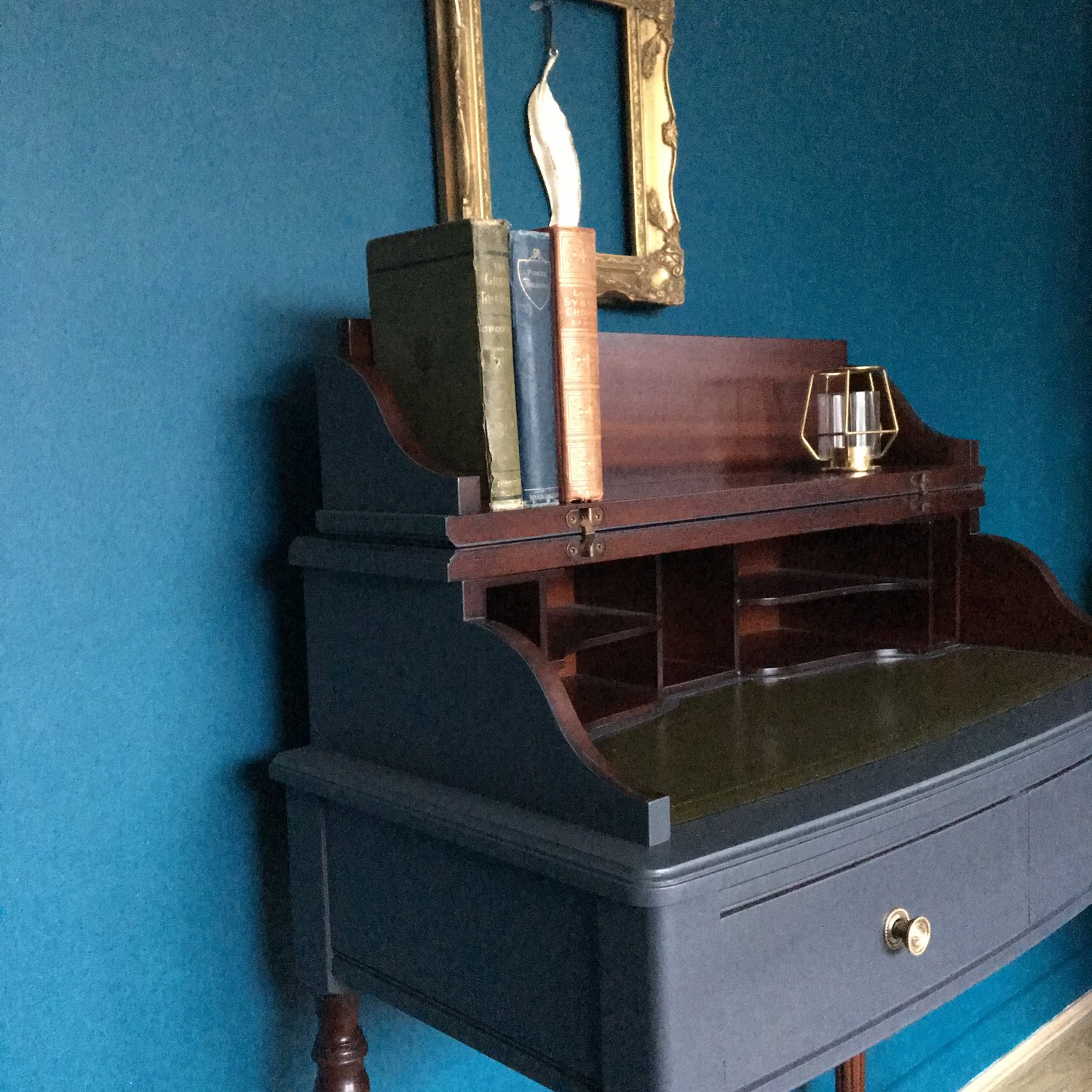 Image of Dark grey & mahogany ladies desk