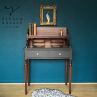 Image 1 of Dark grey & mahogany ladies desk 