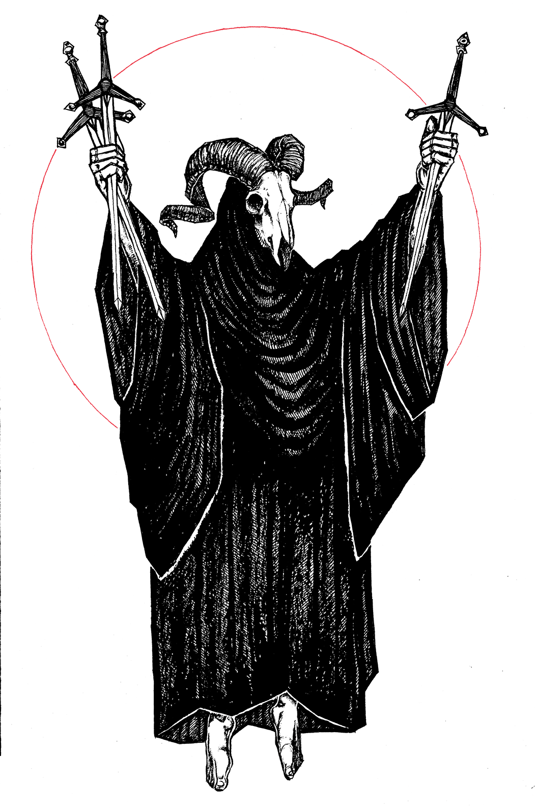 Image of Three of Swords 8.5"x11" Watercolor Print
