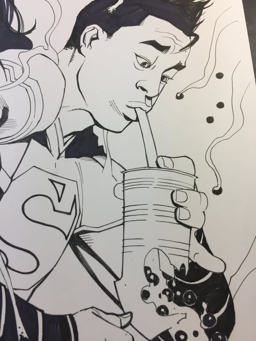 Image of NEW SUPER-MAN #6 variant cover original art