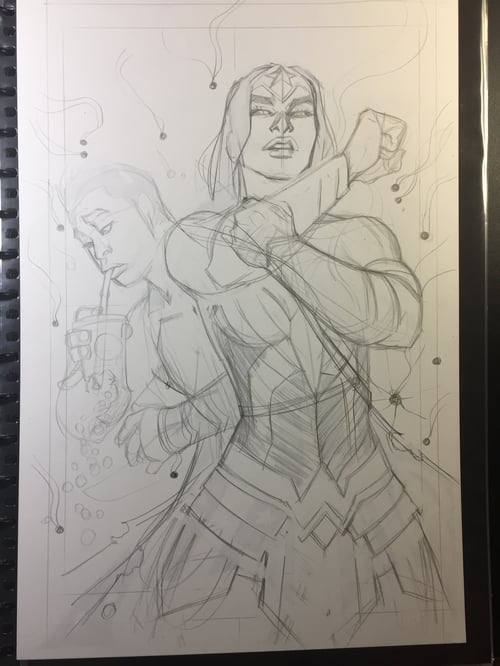 Image of NEW SUPER-MAN #6 variant cover original art