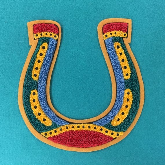 Image of Lucky Traditional Horseshoe Chenille Tufted Patch