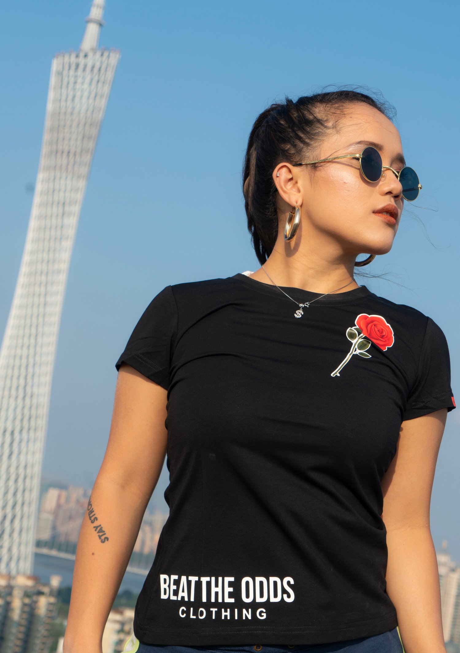 Image of Women's Rose Tee (Black)