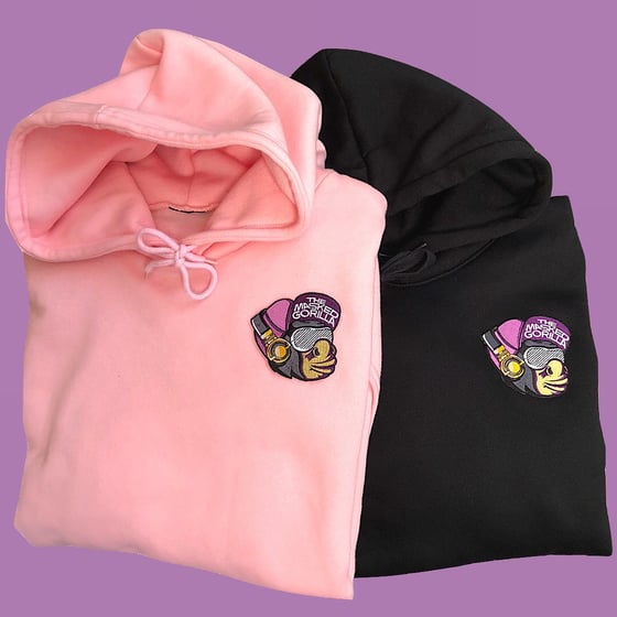 Image of Embroidered Logo Hooded Sweatshirt (Pink)