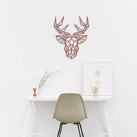 Geometric Stag Head Wooden Wall Art