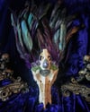 Peridot & Amethyst Mink Skull Coque Tail Feathered - Sacrum Fan