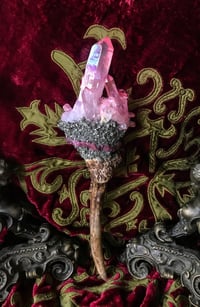 Image 2 of Light Pink Aura Quartz Fallow Deer Antler - Wand
