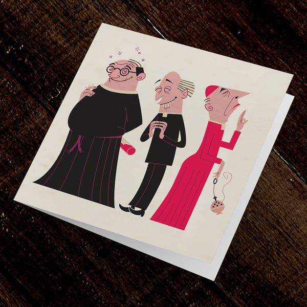 Image of Humorous Greetings Card Three Vicars | Blank inside and suitable for any occasion | Original design