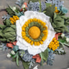 Custom State Felt Flower Sign in Gray Succulent