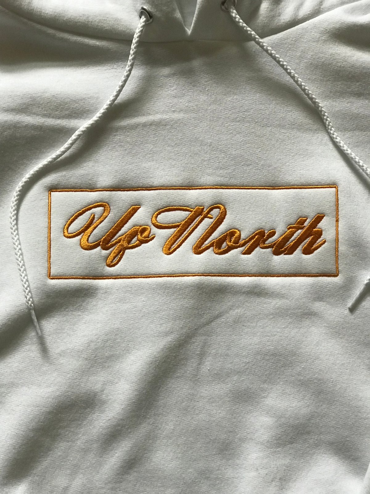 Image of White Champion UpNorth Embroidered Hoodie 