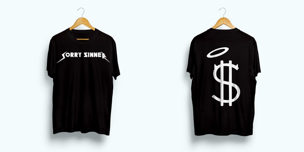 Image of Sorry Sinner Rockstar Tee x BLVCK/WHITE