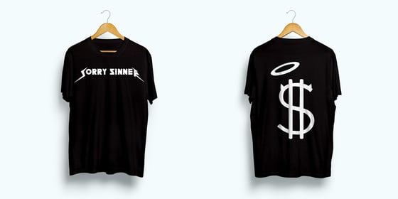Image of Sorry Sinner Rockstar Tee x BLVCK/WHITE