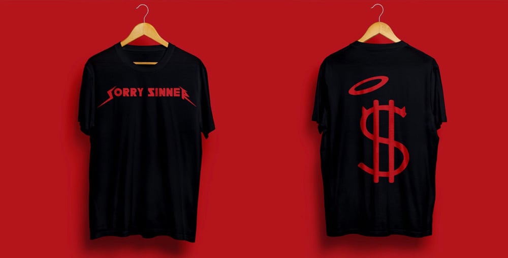 Image of Sorry Sinner Rockstar tee x BLVCK/RED