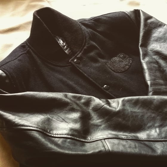 Image of KING OF THE BEATS RECORDS - LABEL LEATHER  BOMBER JACKET